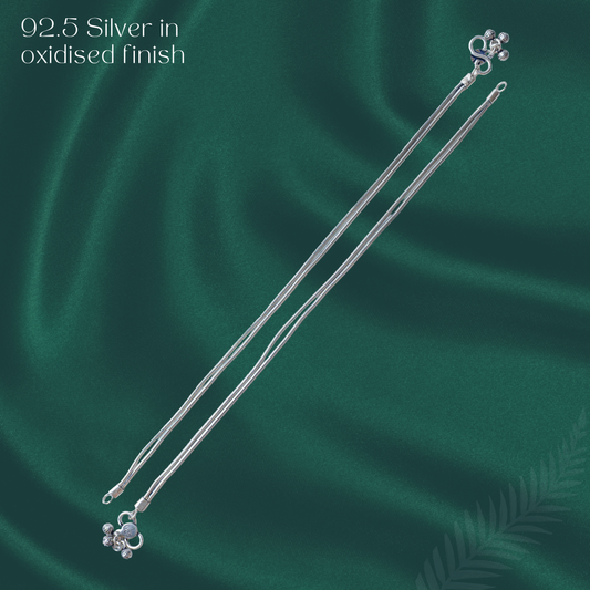 Silver Oxidised Double Chain Anklet