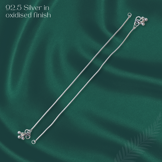 Silver Oxidised Plain Snake Anklet