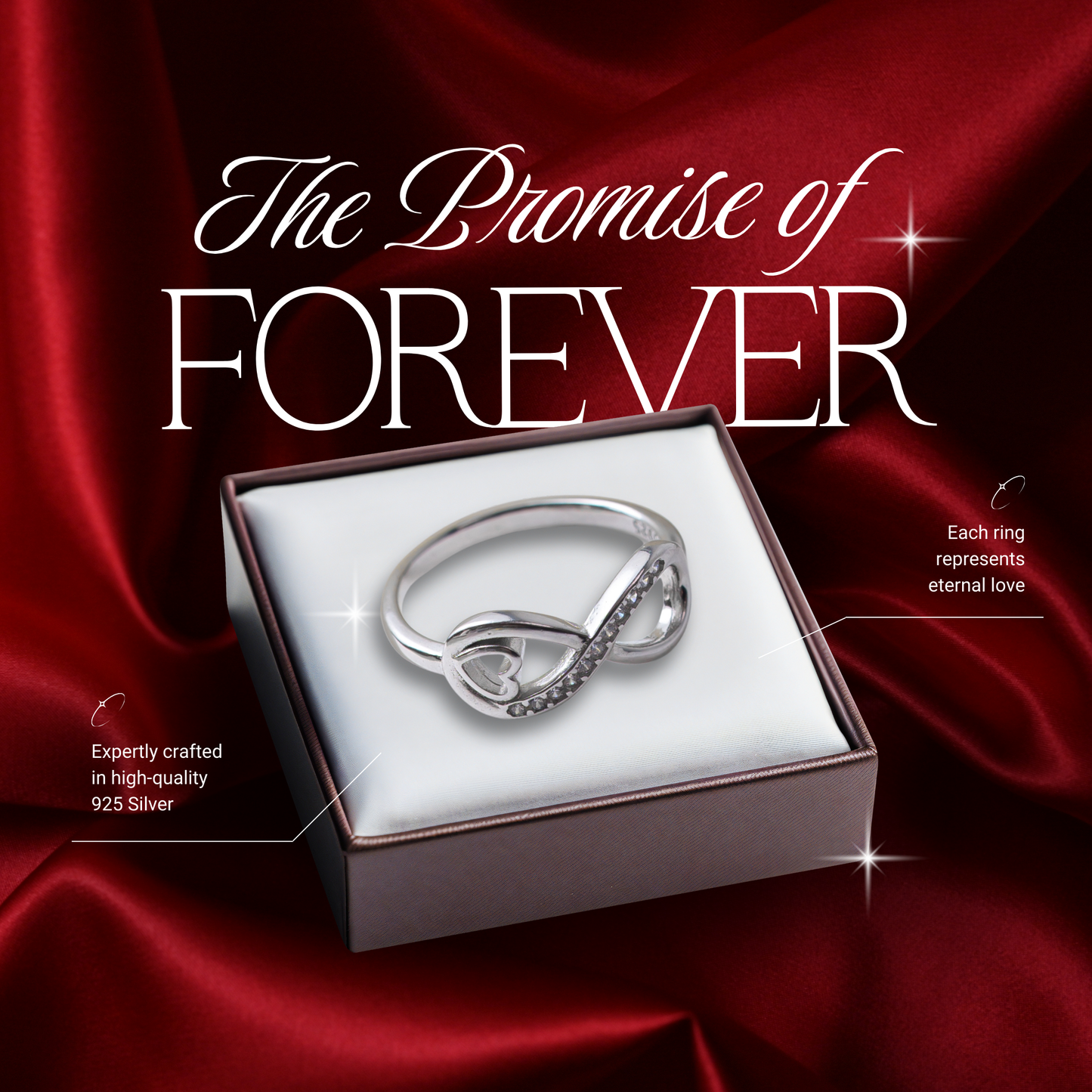 Classic Silver Infinity Ring with Zircons
