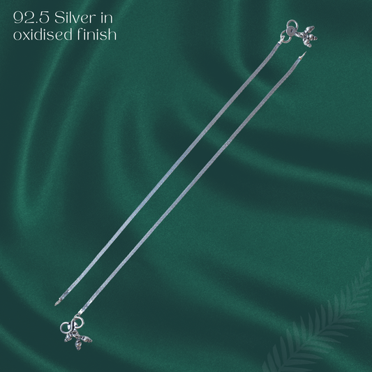 Silver Oxidised Plain Box Anklet