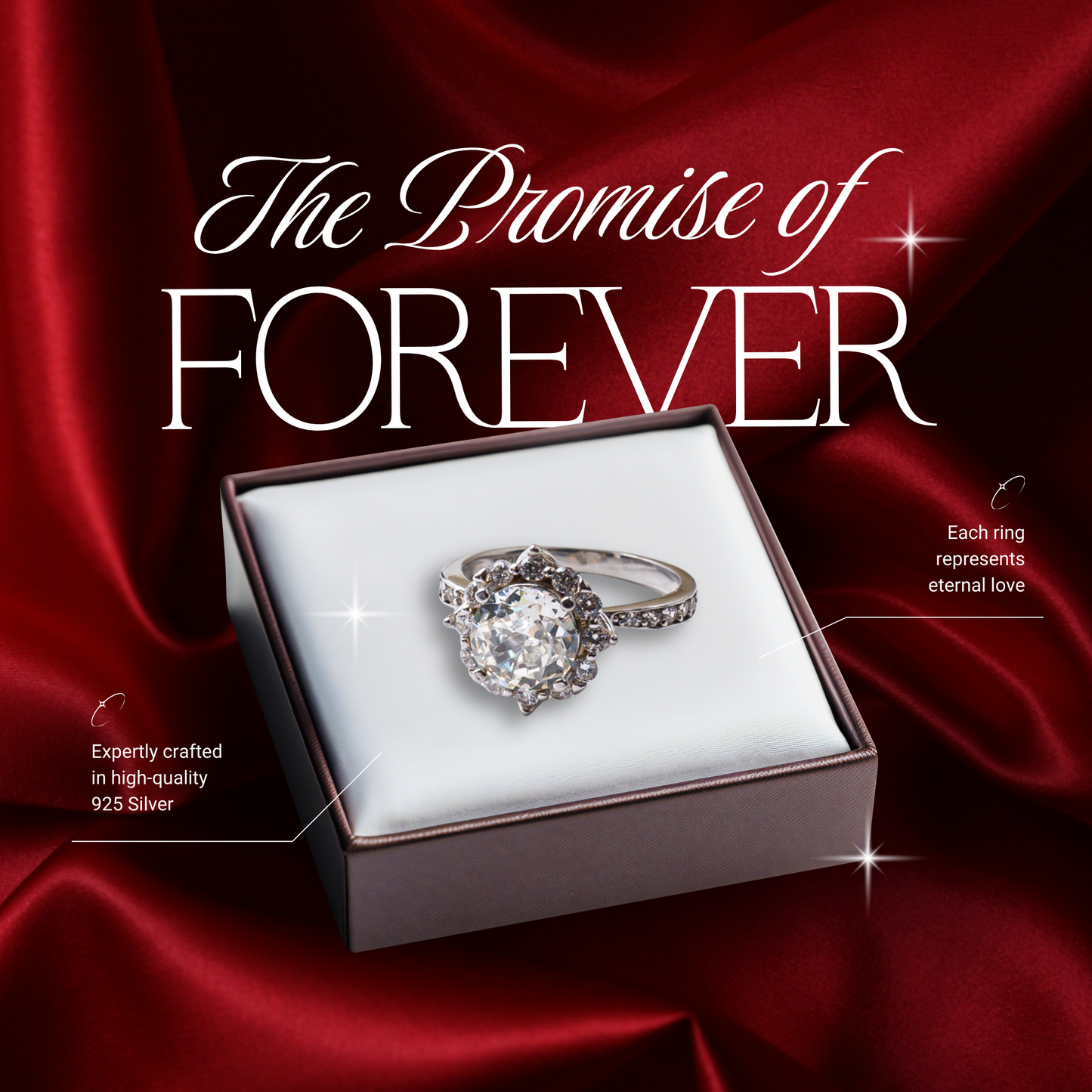 Silver Mozzanite Ring for her