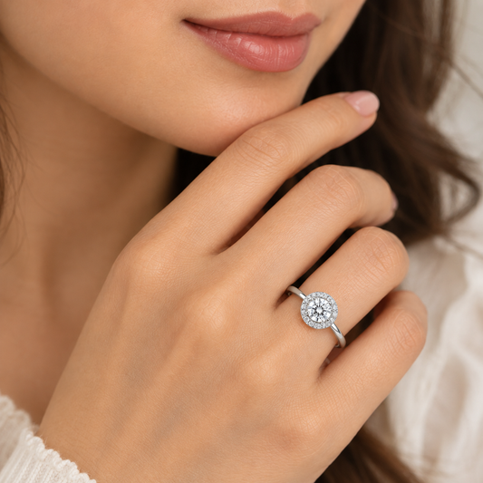 Sterling 925 Halo Elegance Ring for Her