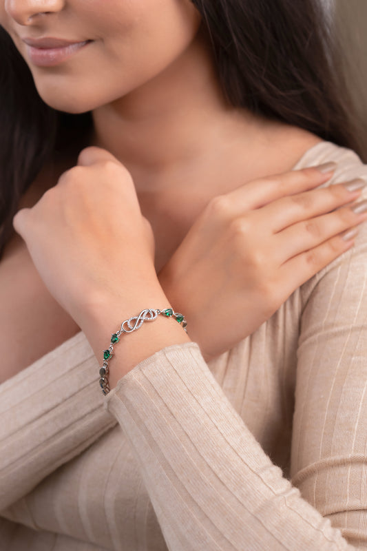 92.5 Sterling Silver Italian Zirconia Hand Bracelet for Women