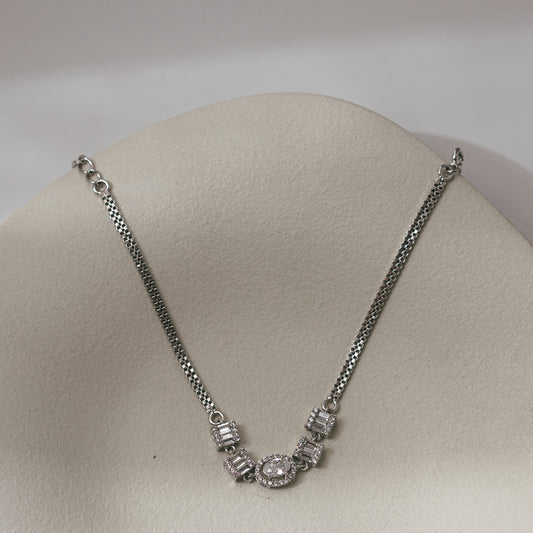 92.5 Sterling Silver Italian Zirconia Hand Bracelet for Women