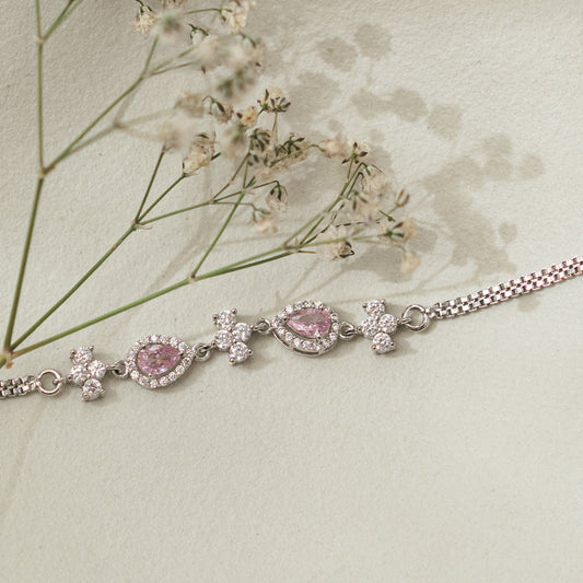 92.5 Sterling Silver Italian Zirconia Hand Bracelet for Women