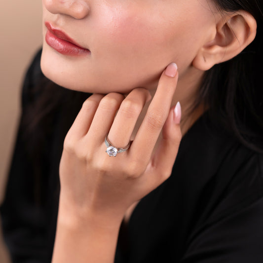 Silver Zircon Solitaire Ring