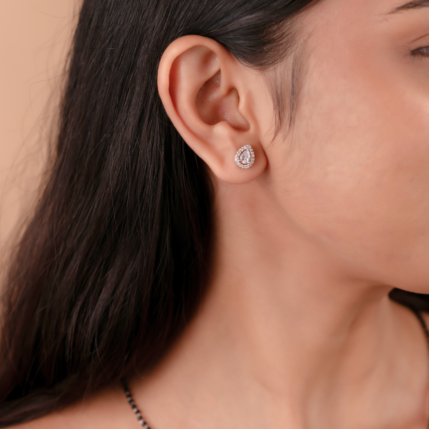 Silver Pear Mangalsutra Set with Zircons