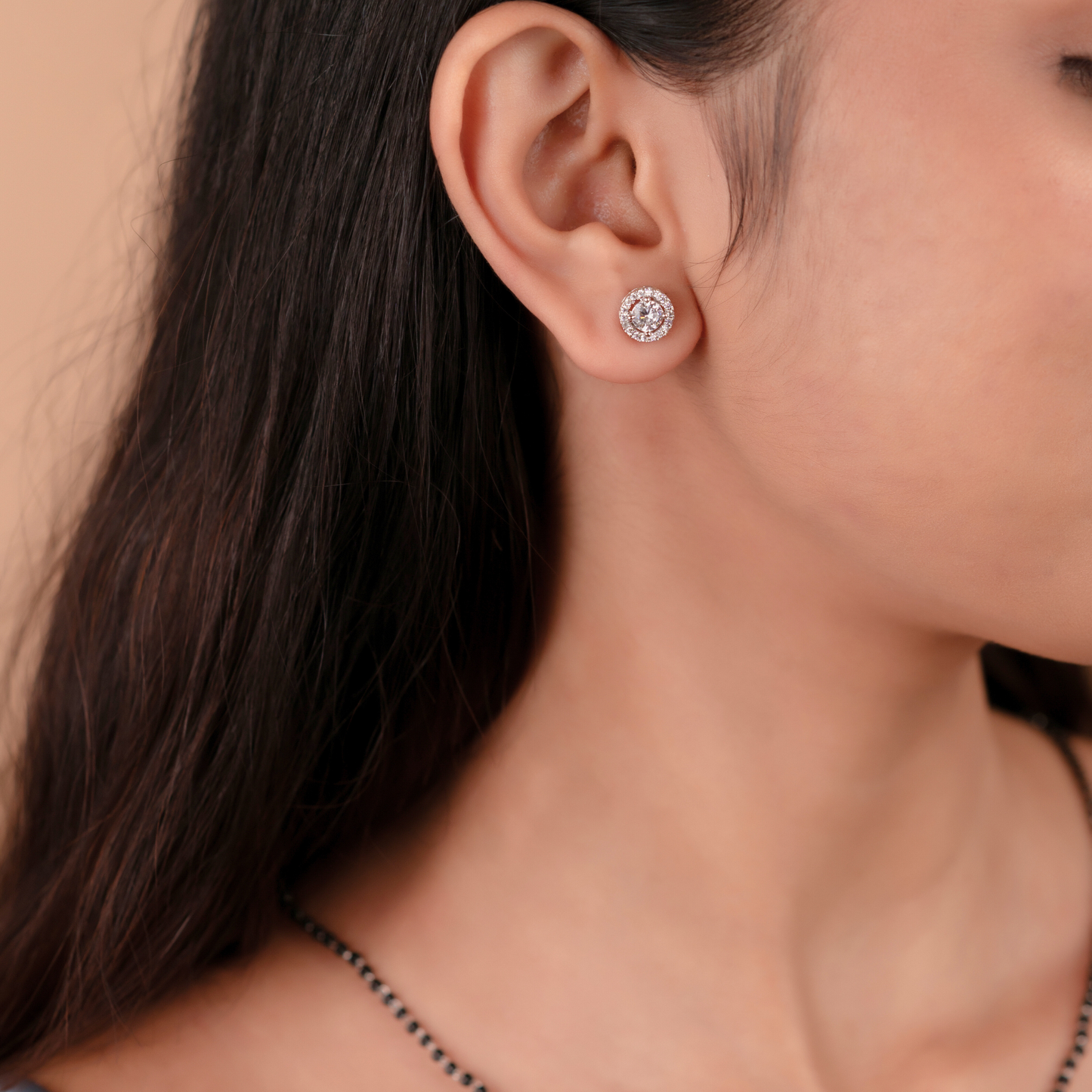 Silver Solitaire Mangalsutra & Earrings Set