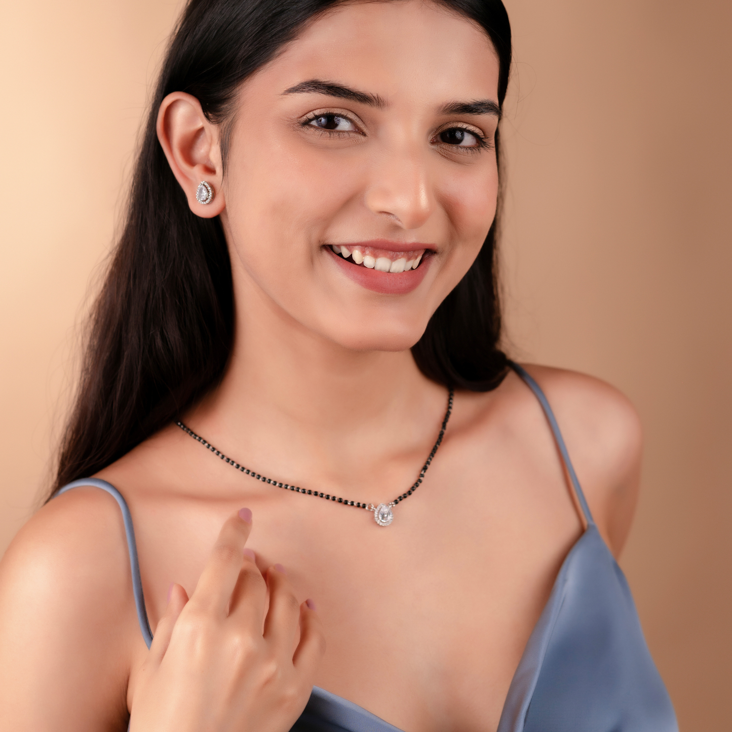 Silver Pear Solitaire Mangalsutra