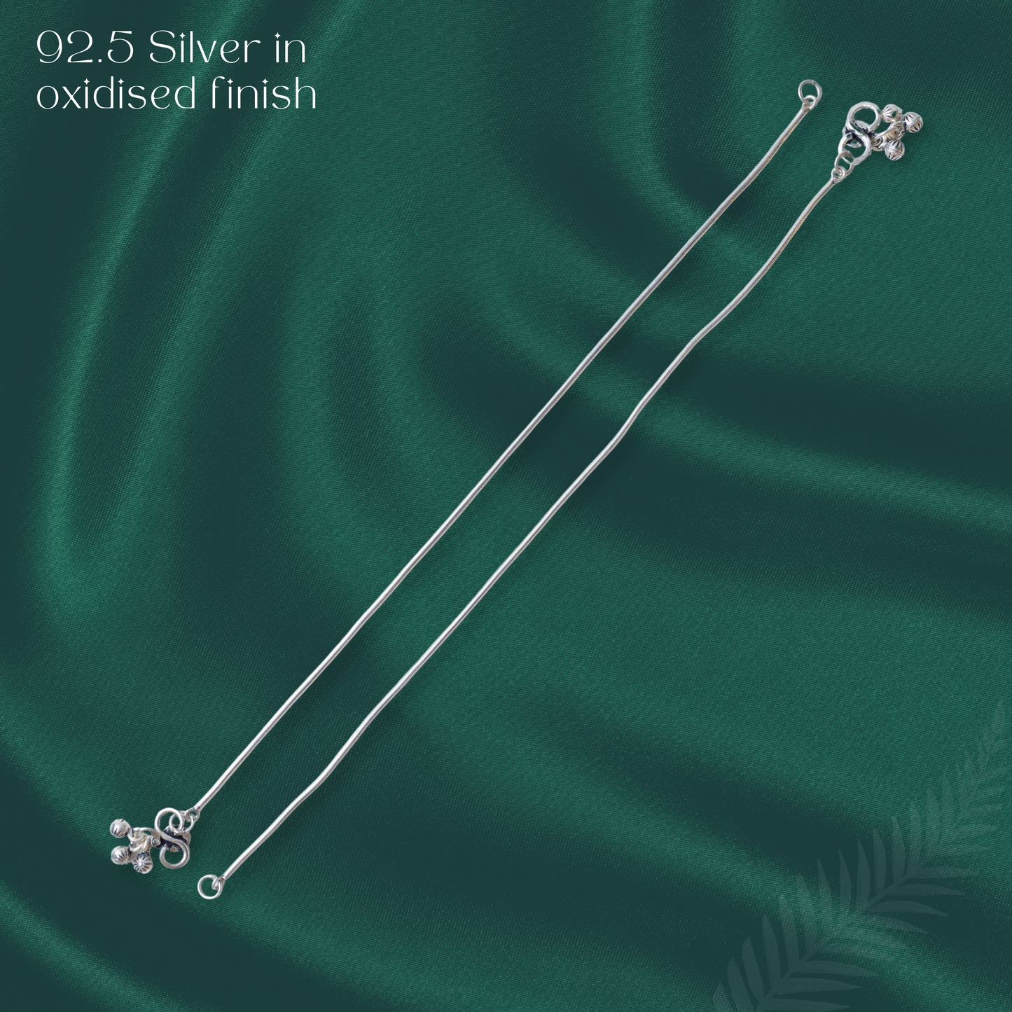 Silver Oxidised Plain Snake Anklet