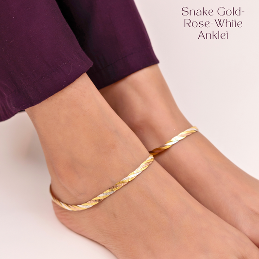Snake Gold-Rose-White Anklet