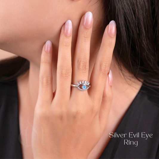 Silver Evil Eye Ring