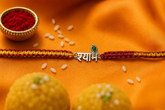 925 Pure Silver Shyam Rakhi for Brother with Roli Chawal and Certificate