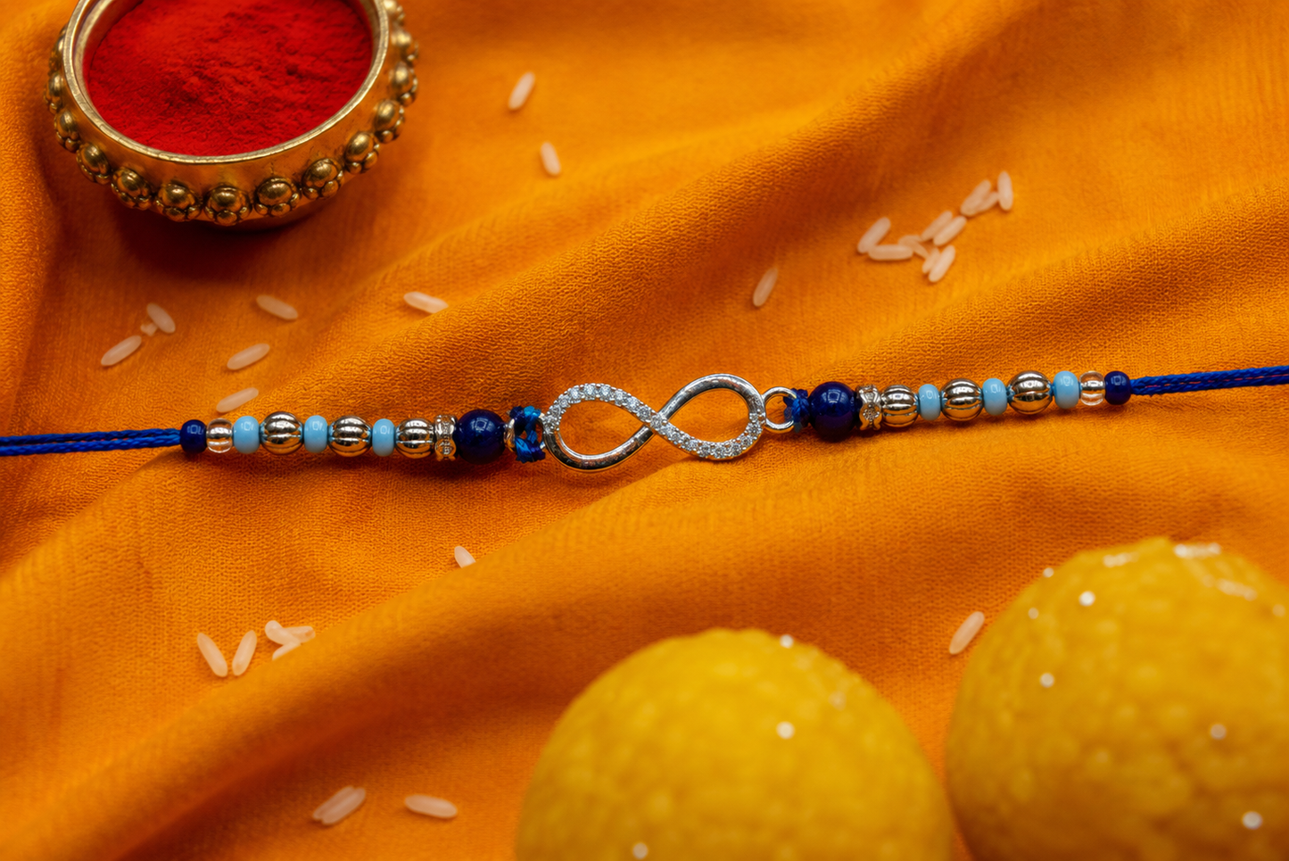 925 Pure Silver Infinity Rakhi for Brother with Roli Chawal and Certificate