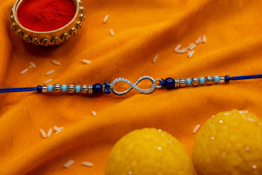 925 Pure Silver Infinity Rakhi for Brother with Roli Chawal and Certificate