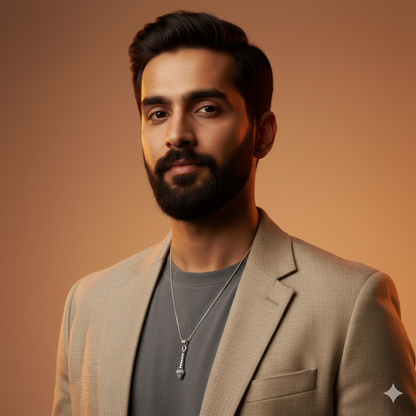 925 Sterling Silver Oxidized Hanuman Gada Pendant Necklace for Men