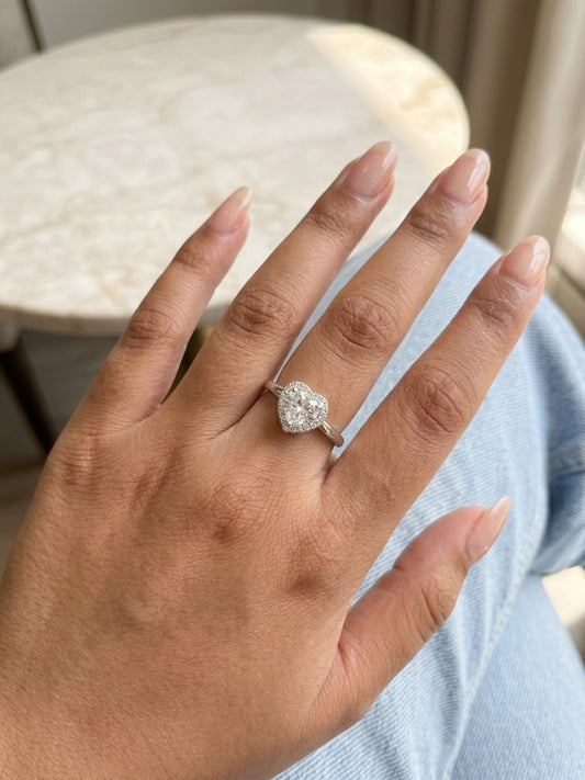Sparkling Heart Halo Ring in 925 Sterling Silver