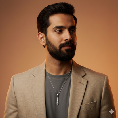 925 Sterling Silver Oxidized Hanuman Gada Pendant Necklace for Men