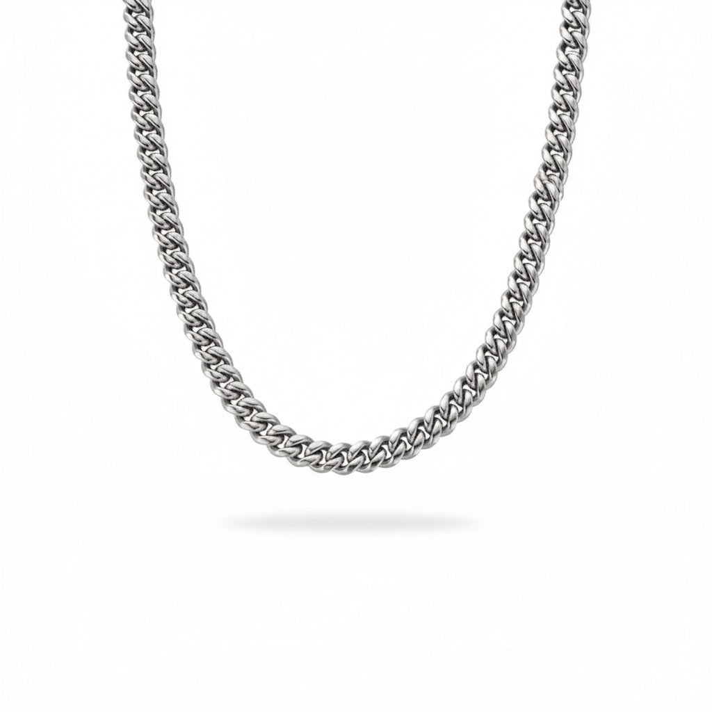 Silver-chain-necklace-on-a-white-background