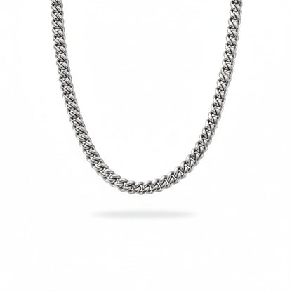 Silver-chain-necklace-on-a-white-background