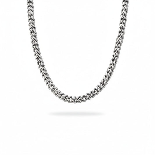 Silver-chain-necklace-on-a-white-background